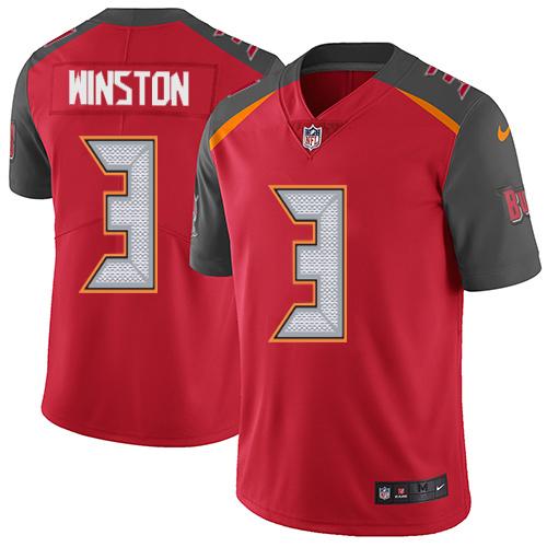 Nike Buccaneers #3 Jameis Winston Red Team Color Men's Stitched NFL Vapor Untouchable Limited Jersey - Click Image to Close
